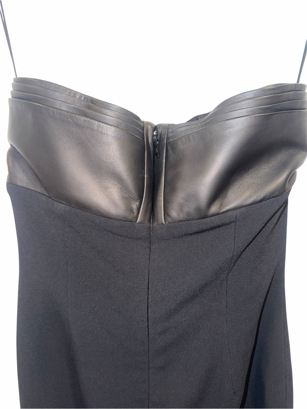Brandon Maxwell Black Dress Leather Strapless 6 Cocktail Party Wedding Guest 🟡 - Picture 13 of 16